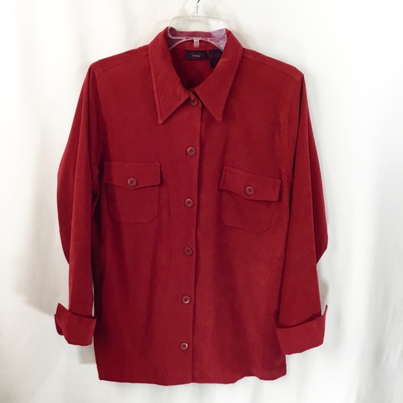 Bill Blass Red Button Frt Medium Shirt/Jacket, Shacket - Picture 1 of 7